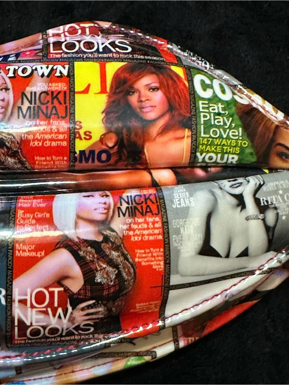 Lips Shaped Magazine Collage Clutch - Multicolor